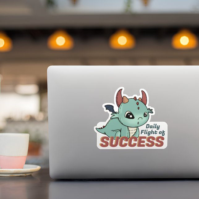 Blue Green Daily Flight of Success Baby Dragon Sticker (Creator Uploaded)