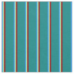 [ Thumbnail: Blue, Green, Dark Red, and Teal Lines Fabric ]