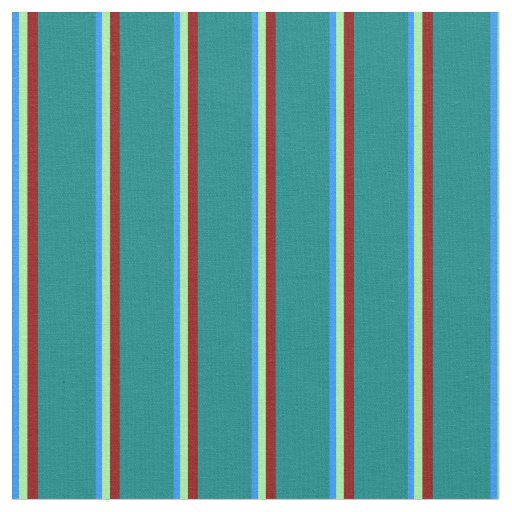 Blue, Green, Dark Red, and Teal Lines Fabric