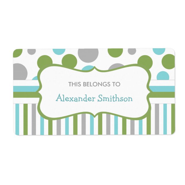 Blue Green daycare property school supplies 3471 Label (Front)