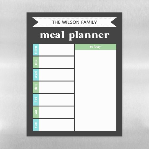 Blue Green Days Practical Family Meal Planner Magnetic Dry Erase Sheet