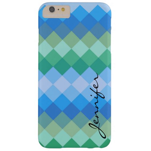 Blue Green Diamond Geometric Pattern Barely There iPhone 6 Plus Case