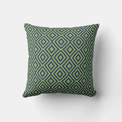 Blue Green Diamond Geometric Pattern Throw Pillow