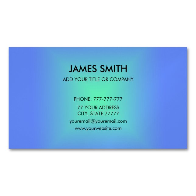 Blue Green Diamond Gradient Modern Business Card Magnet (Front)