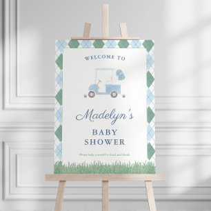 Blue Green Diamond Pattern Golf Baby Shower ParTee Foam Board