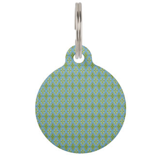 Blue & Green Diamond Patterned Pet Tag