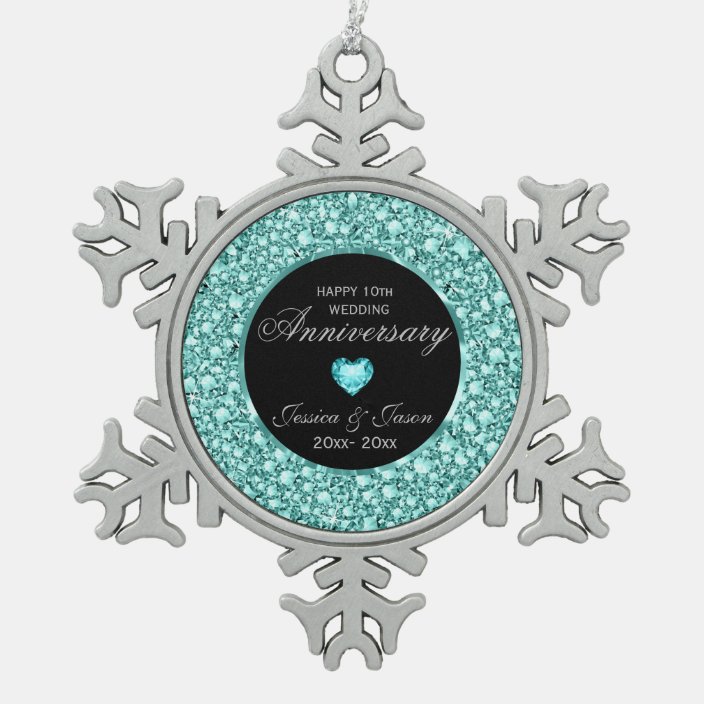 10th wedding anniversary christmas ornament