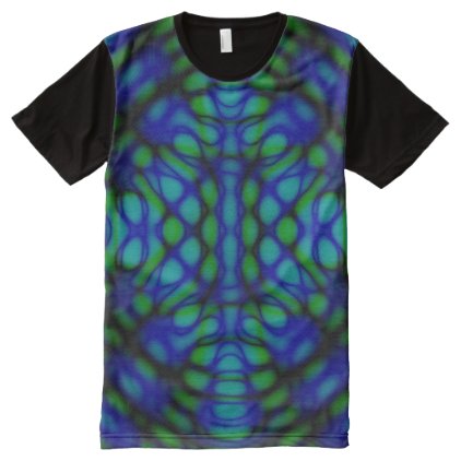 Blue-Green Diffraction All-Over Printed Panel Tee