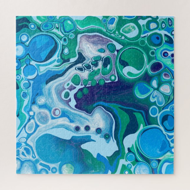 Blue Green Digital Marble Fluid Art   Jigsaw Puzzle (Vertical)