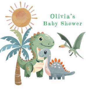 Blue Green Dinosaur And Friends Girl Baby Shower Cutout