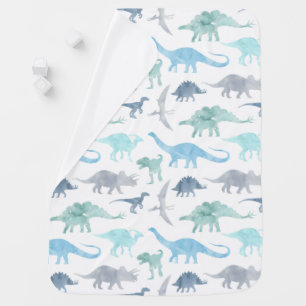 Blue Green Dinosaur Baby Blanket