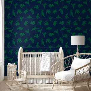Blue Green Dinosaur Baby Boy Nursery Peel & Stick Wallpaper