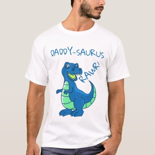 Blue Green Dinosaur Birthday Daddy of Birthday Boy T_Shirt