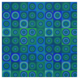 Blue Green Dots and Squares Fabric