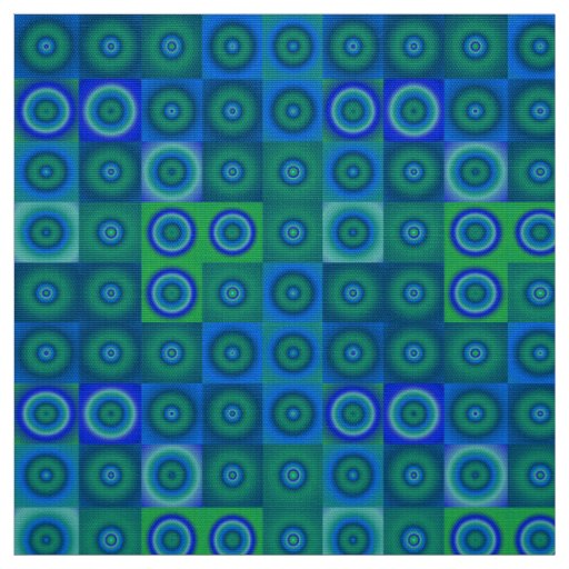 Blue Green Dots and Squares Fabric