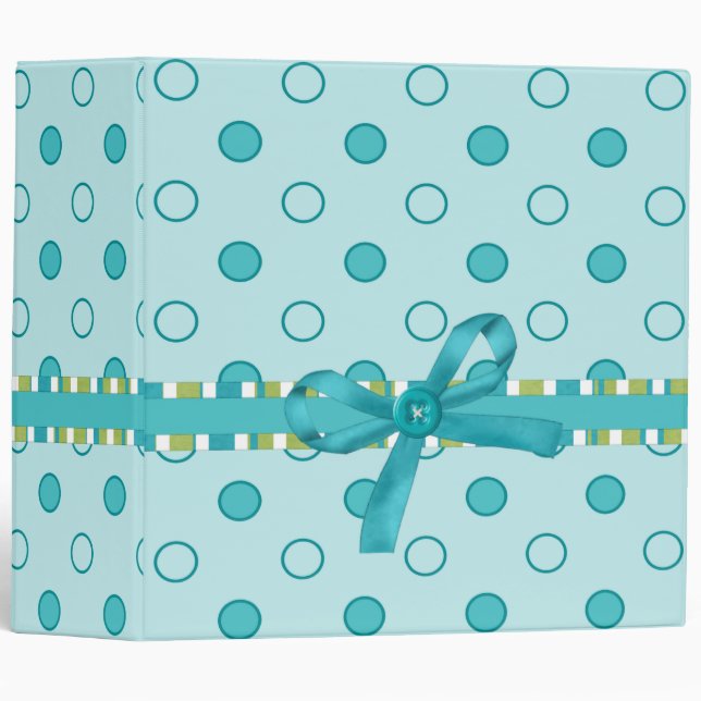 Blue Green Dots Baby Book Binder (Front/Spine)