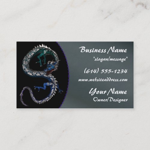 Blue  Green Dragon Fantasy Asian Business Card
