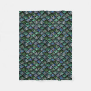 Blue Green Dragon Scales Fleece Blanket