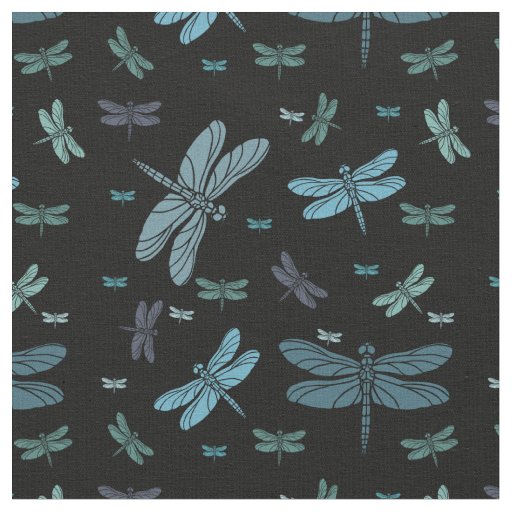 Blue Green Dragonflies Fabric 