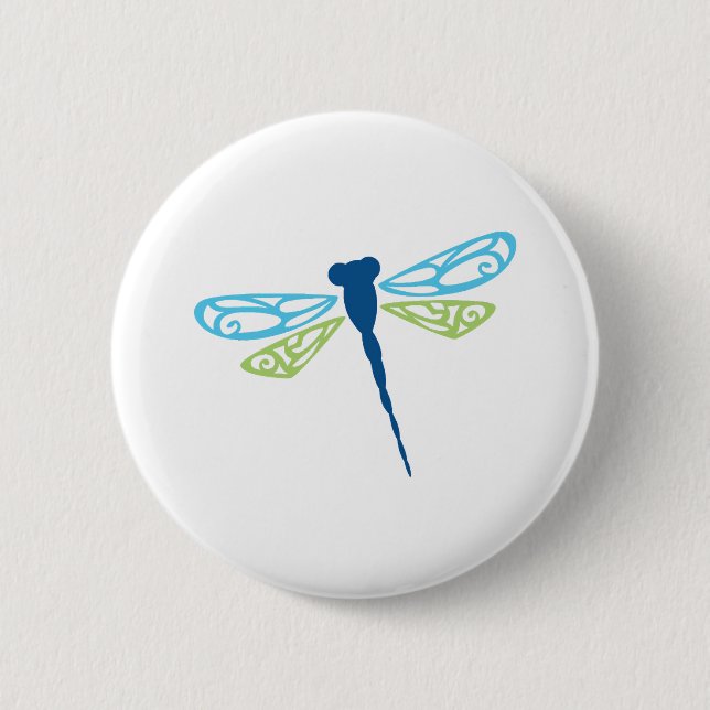 Blue & Green Dragonfly Button (Front)