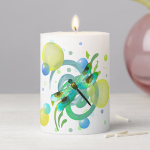 Blue Green Dragonfly Candle