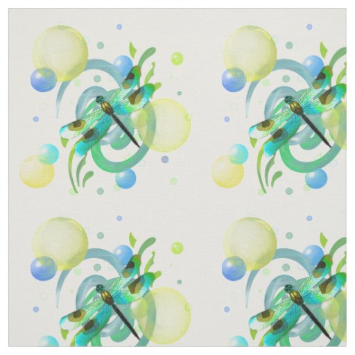 Blue Green Dragonfly Fabric