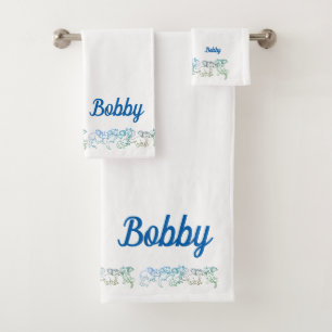 Blue Green Dragons Bath Towel Set Custom Set