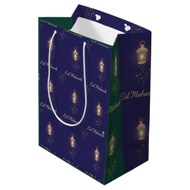 Blue Green Eid Gift Bag (Back Angled)