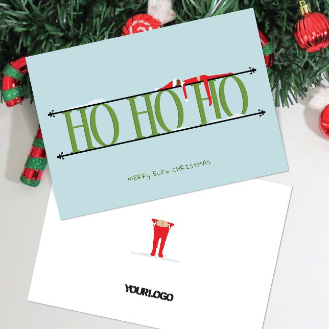 Blue & Green Elf Shenanigans Corporate Christmas Holiday Card (Creator Uploaded)