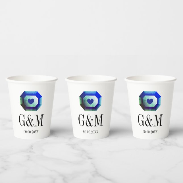 Blue green emerald gemstone custom wedding paper cups (Multi)