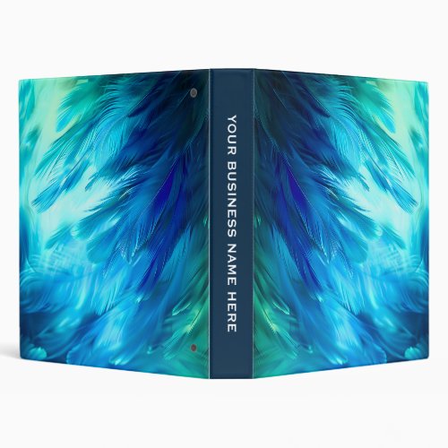 Blue Green Feather Abstract 3 Ring Binder