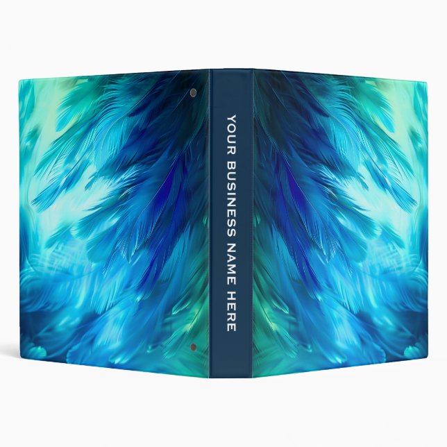 Blue Green Feather Abstract 3 Ring Binder (Background)