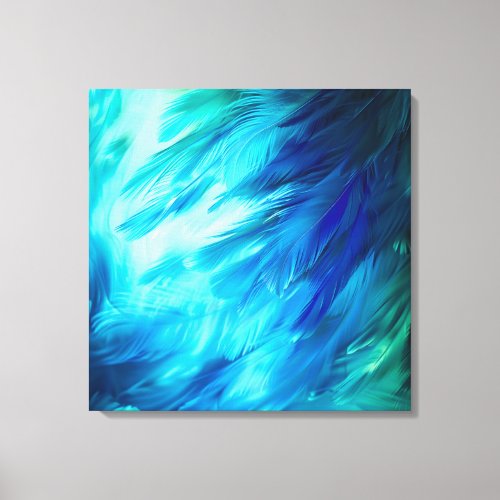 Blue Green Feather Abstract Canvas Print