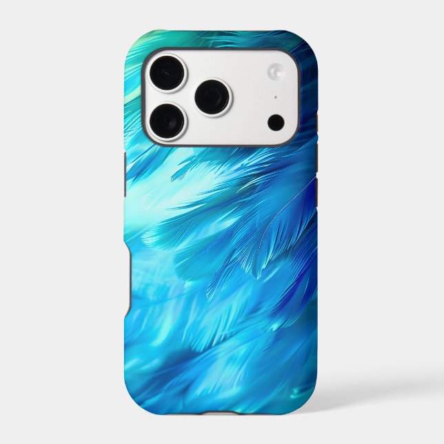 Blue Green Feather Abstract Case-Mate iPhone Case (Back)