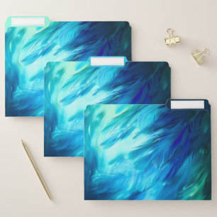 Blue Green Feather Abstract File Folder