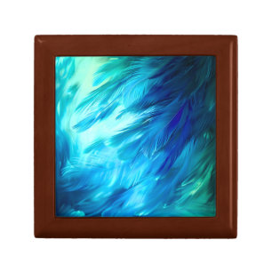 Blue Green Feather Abstract Gift Box