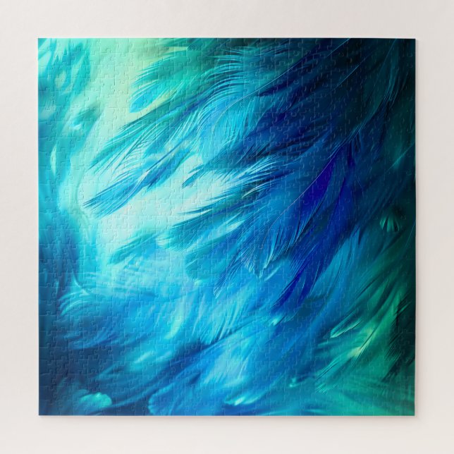 Blue Green Feather Abstract Jigsaw Puzzle (Vertical)