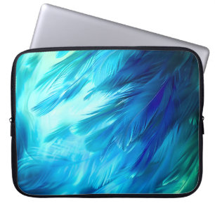 Blue Green Feather Abstract Laptop Sleeve