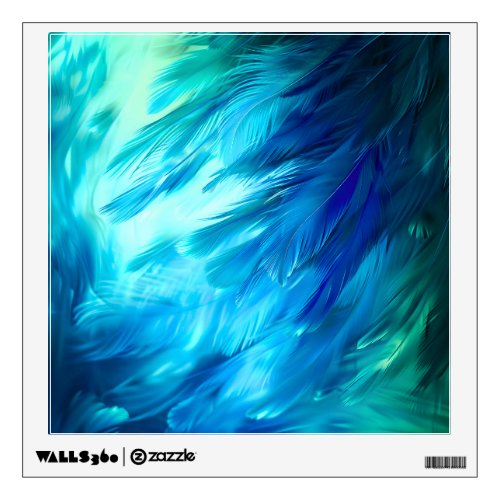 Blue Green Feather Abstract Wall Decal