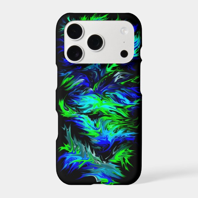 Blue Green Flames in Rainbow Style Case-Mate iPhone Case (Back)