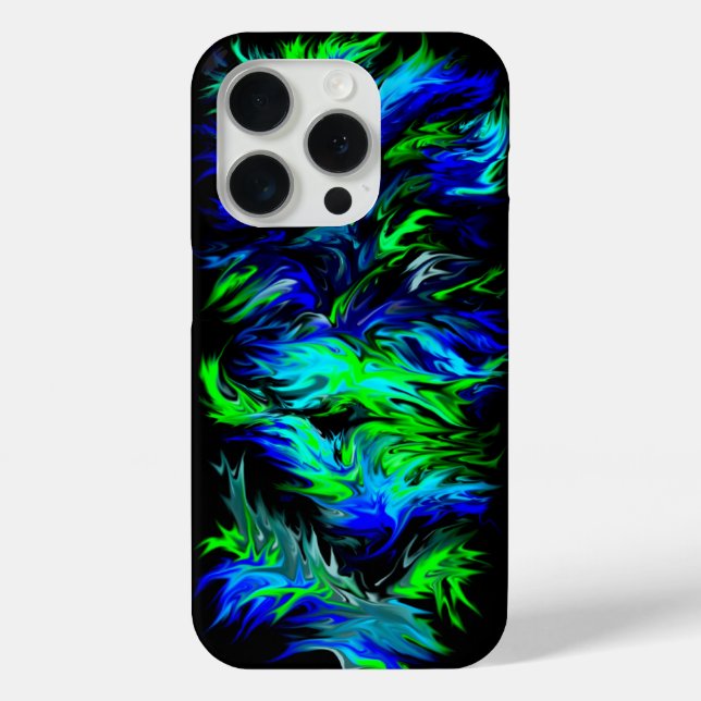 Blue Green Flames in Rainbow Style Case-Mate iPhone Case (Back)