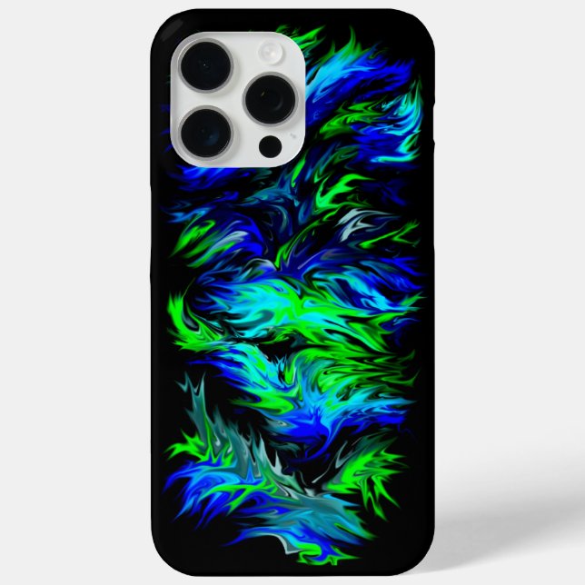 Blue Green Flames in Rainbow Style Case-Mate iPhone Case (Back)