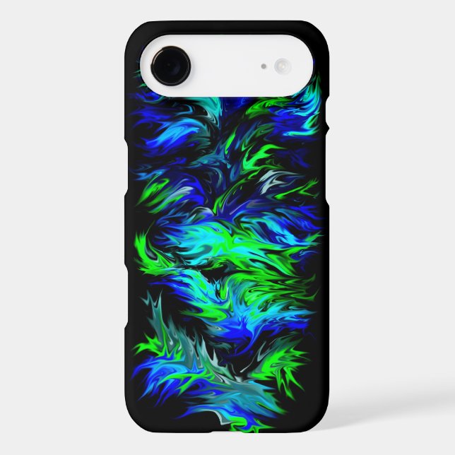 Blue Green Flames in Rainbow Style Case-Mate iPhone Case (Back)