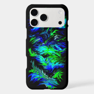 Blue Green Flames in Rainbow Style iPhone 17 Pro Max Case