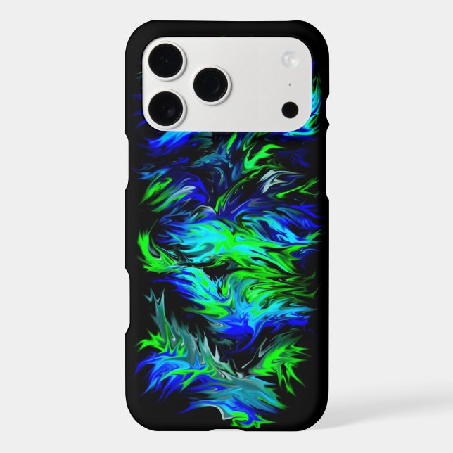 Blue Green Flames in Rainbow Style Case-Mate iPhone Case (Back)