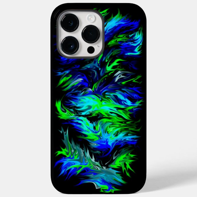 Blue Green Flames in Rainbow Style Case-Mate iPhone Case (Back)