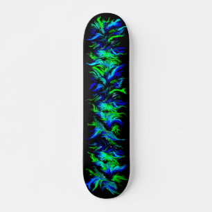 Blue Green Flames in Rainbow Style Skateboard Deck