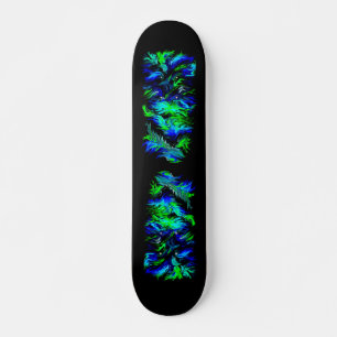 Blue Green Flames in Rainbow Style Skateboard Deck