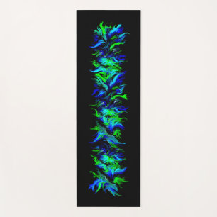 Blue Green Flames in Rainbow Style Yoga Mat