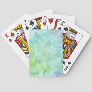 Blue Green Flamingos and Hibiscus Poker Cards